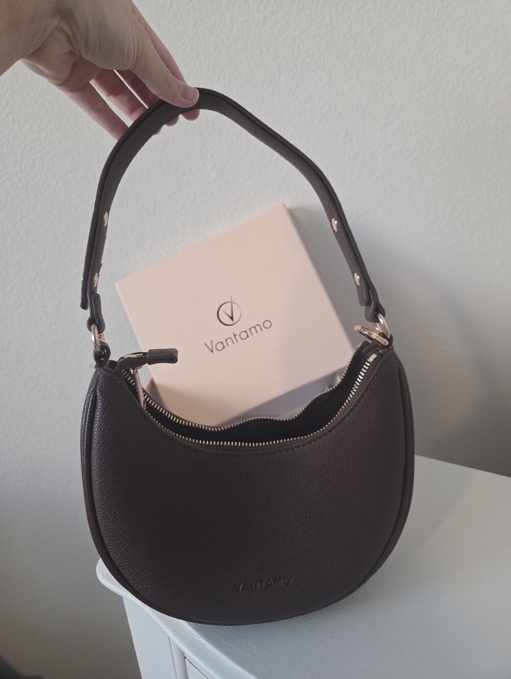 Dark Brown Crescent Shoulder Bag